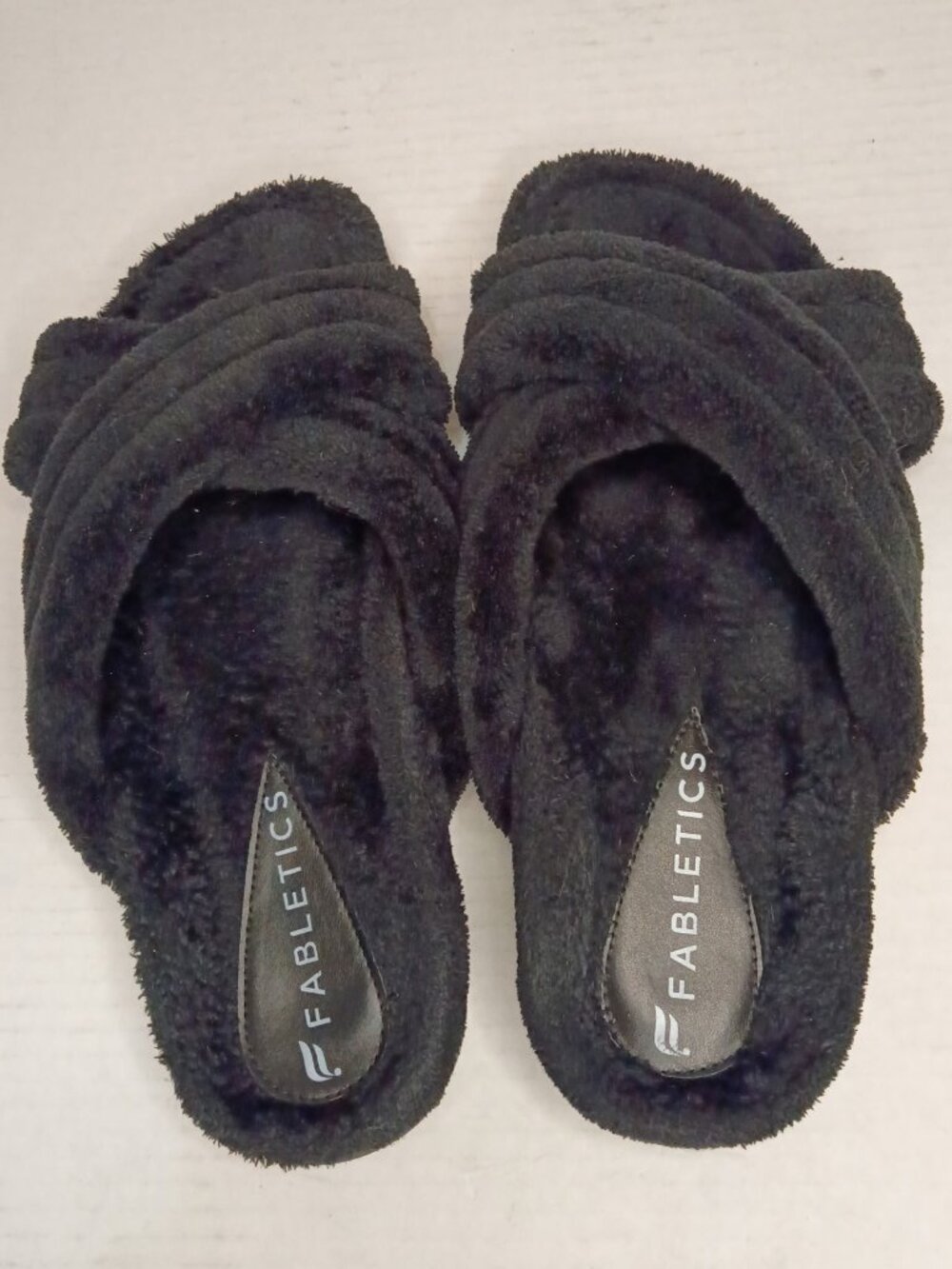 Fabletics Black Terry Criss Cross Slippers Approx Women’s 9-10